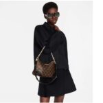 Louis Vuitton LV Women Boulogne Handbag Black Brown Monogram Coated Canvas - Image 14