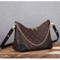 Louis Vuitton LV Women Boulogne Handbag Black Brown Monogram Coated Canvas (8)