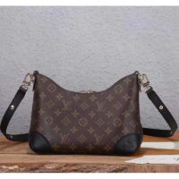 Louis Vuitton LV Women Boulogne Handbag Black Brown Monogram Coated Canvas (8)