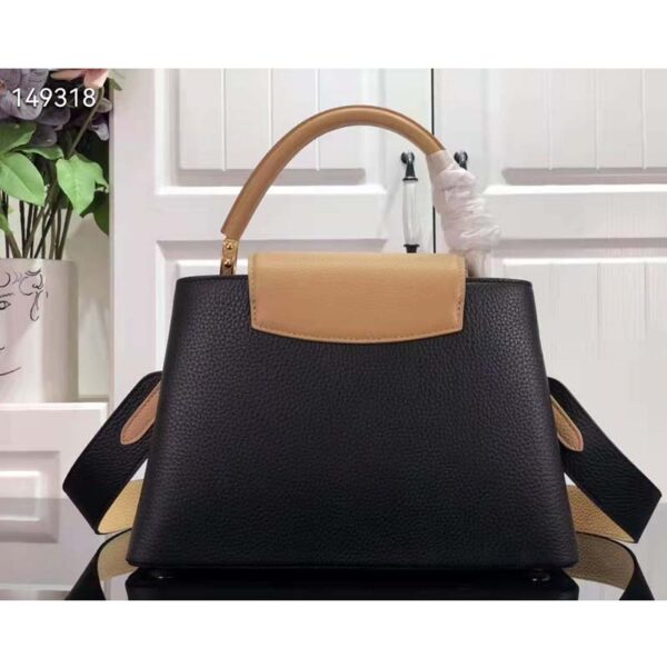 Louis Vuitton LV Women Capucines MM Handbag Black Gold Arizona Taurillon Leather (4)