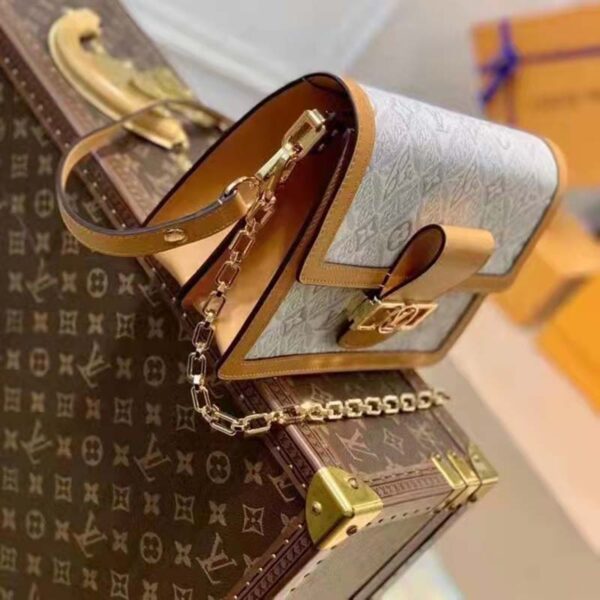 Louis Vuitton LV Women Dauphine MM Handbag Ecru Caramel Since 1854 Jacquard (4)
