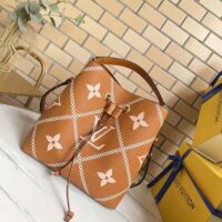 Louis Vuitton LV Women NéoNoé MM Bucket Bag Orange Embroidered Embossed Grained Cowhide (4)