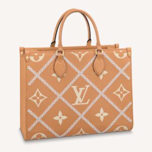 Louis Vuitton LV Women OnTheGo MM Tote Bag Arizona Embossed Supple Grained Cowhide