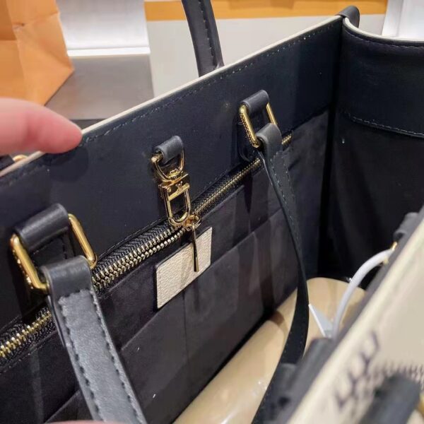 Louis Vuitton LV Women OnTheGo MM Tote Bag Beige Embossed Supple Grained Cowhide (4)