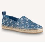 Louis Vuitton Unisex Starboard Platt Espadrille Monogram Denim Kalvskinn Denimblå