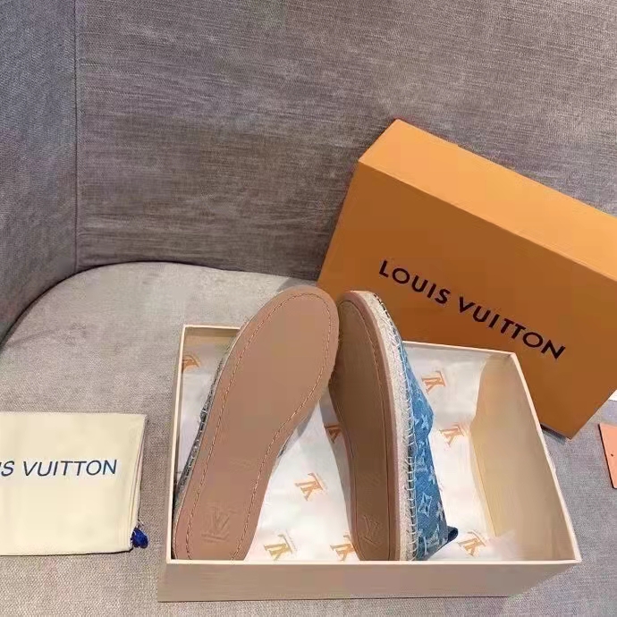 Louis Vuitton Espadrille 38 Denim Canvas Flats LV-0510N-0172