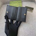 Gucci Unisex Card Case Wallet Black GG Leather Double G – Image 7