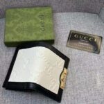Gucci Unisex Card Case Wallet White Black GG Leather Double G - Imagen 5