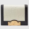 Gucci Unisex Card Case Wallet White Black GG Leather Double G