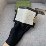 Gucci Unisex Card Case Wallet White Black GG Leather Double G - Imagen 8