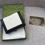 Gucci Unisex Card Case Wallet White Black GG Leather Double G - Imagen 4