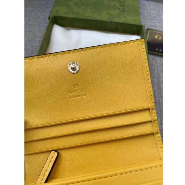 Gucci Unisex Card Case Wallet Yellow GG Leather Double G (10)