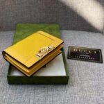 Gucci Unisex Card Case Wallet Yellow GG Leather Double G - Image 3