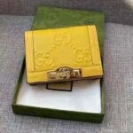 Gucci Unisex Card Case Wallet Yellow GG Leather Double G - Image 2