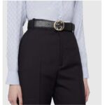 Gucci Unisex GG Signature Leather Belt Interlocking G Buckle Gold Hardware 4 cm Width - Bild 8