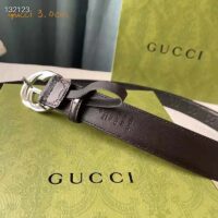 Gucci Unisex GG Signature Leather Belt Interlocking G Buckle Silver Hardware 4 cm Width (5)