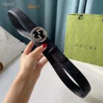 Gucci Unisex GG Signature Leather Belt Interlocking G Buckle Silver Hardware 4 cm Width - Image 4
