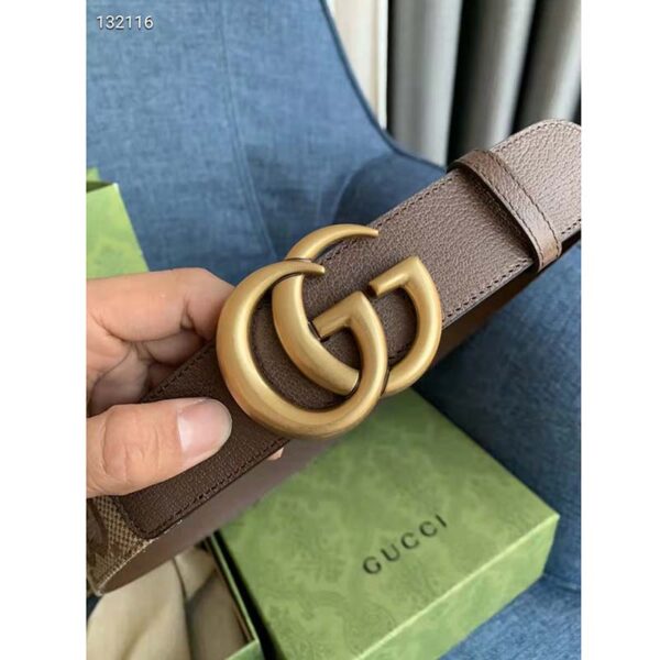 Gucci Unisex Jumbo GG Canvas Marmont Wide Belt Double G Buckle 4 cm Width (1)