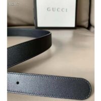 Gucci Unisex Slim Leather Belt Double G Buckle Black Leather 3 cm Width (5)