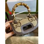 Gucci Women GG Bamboo 1947 Jumbo GG Small Top Handle Bag Brown Leather Bamboo - Image 10