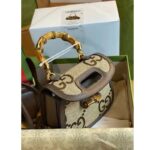 Gucci Women GG Bamboo 1947 Jumbo GG Small Top Handle Bag Brown Leather Bamboo - Image 5