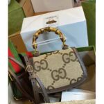 Gucci Women GG Bamboo 1947 Jumbo GG Small Top Handle Bag Brown Leather Bamboo - Image 6