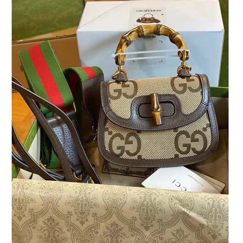 Gucci Jumbo GG Canvas 1947 Mini Top Handle Bag