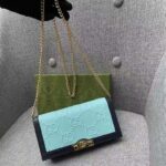Gucci Women GG Wallet Chain Light Blue GG Leather Dark Blue Double G – Bild 5