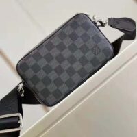 Louis Vuitton LV Unisex Alpha Wearable Wallet Damier Graphite Coated Canvas Cowhide (4)