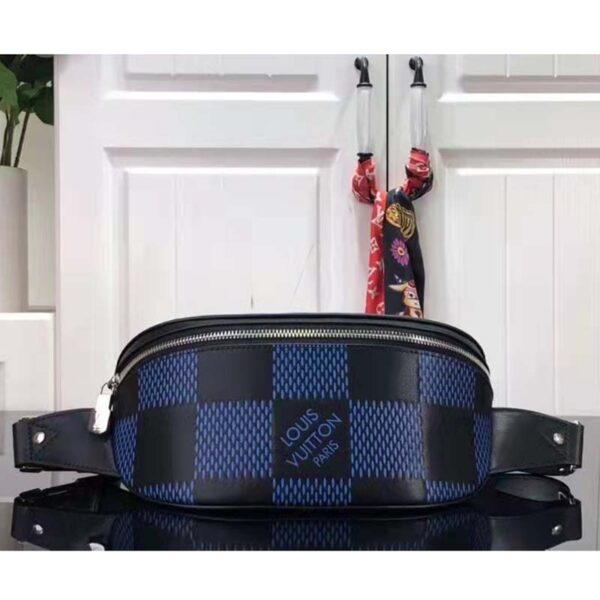 Louis Vuitton LV Unisex Campus Bumbag Navy Blue Black Damier Infini 3D Cowhide (7)