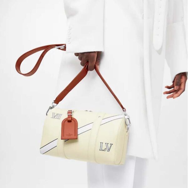 Louis Vuitton LV Unisex City Keepall Bag Beige Calf Cowhide Leather (5)