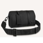 Louis Vuitton LV Unisex City Keepall Bag Schwarzes Aerogram-genarbtes Kalbsleder
