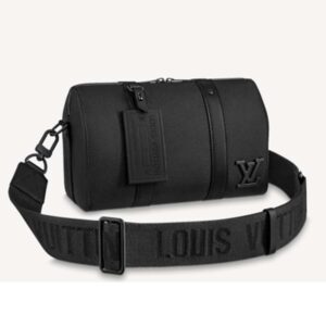 Louis Vuitton LV Unisex City Keepall Bag Black Aerogram Grained Calf Cowhide
