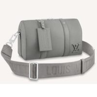 Louis Vuitton LV Unisex City Keepall Bag Gray Aerogram Cowhide Leather Textile Lining (10)