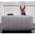 Louis Vuitton LV Unisex City Keepall Bag Gray Aerogram Cowhide Leather Textile Lining – Bild 5