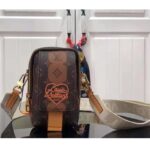 Louis Vuitton LV Unisex Flap Double Phone Pouch Monogram Stripes Brown Coated canvas - Bild 2