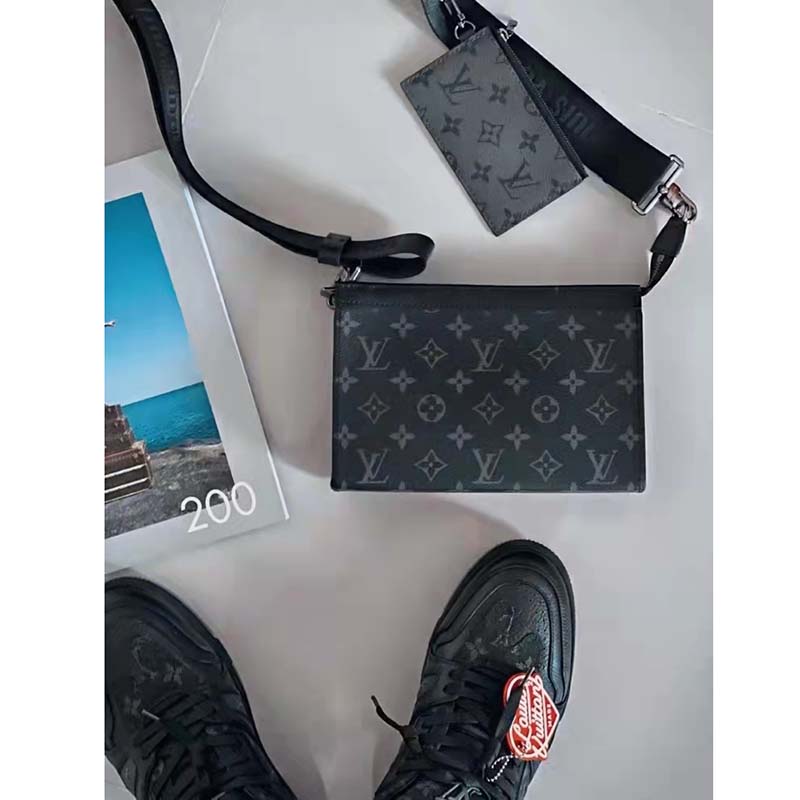 Louis Vuitton Gray Monogram Eclipse Reverse Coated Canvas Gaston Wearable Wallet Ruthenium Hardware, 2021-2022 (Like New), Handbag