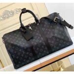 Louis Vuitton LV Unisex Keepall Bandoulière 45 Travel Bag Grey Coated Canvas Cowhide - Image 4