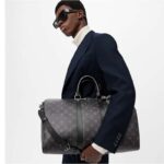 Louis Vuitton LV Unisex Keepall Bandoulière 45 Travel Bag Grey Coated Canvas Cowhide - Image 12