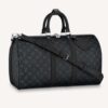 Louis Vuitton LV Unisex Keepall Bandoulière 45 Travel Bag Grey Coated Canvas Cowhide