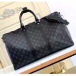 Louis Vuitton LV Unisex Keepall Bandoulière 45 Travel Bag Grey Coated Canvas Cowhide - Image 3