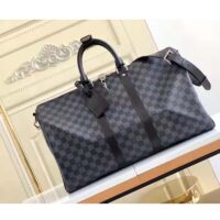 Louis Vuitton LV Unisex Keepall Bandoulière 45 Travel Bag Grey Damier Graphite Canvas (1)
