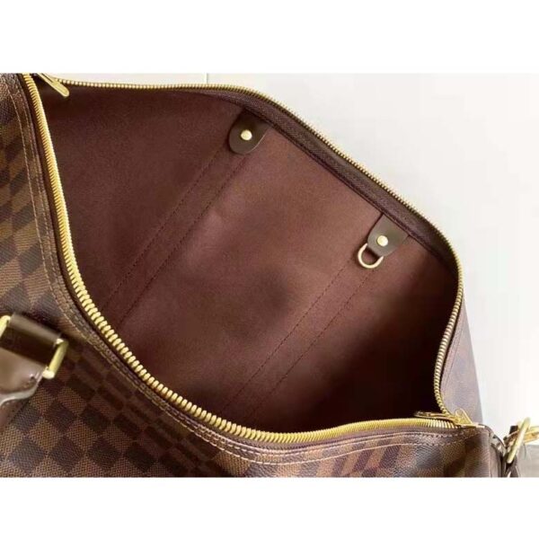 Louis Vuitton LV Unisex Keepall Bandoulière 55 Brown Coated Canvas Cowhide Leather (12)
