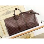 Louis Vuitton LV Unisex Keepall Bandoulière 55 Brown Coated Canvas Cowhide Leather - Imagen 4