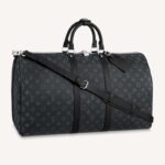 Sac de voyage unisexe Louis Vuitton LV Keepall Bandoulière 55 en toile enduite et cuir de vache