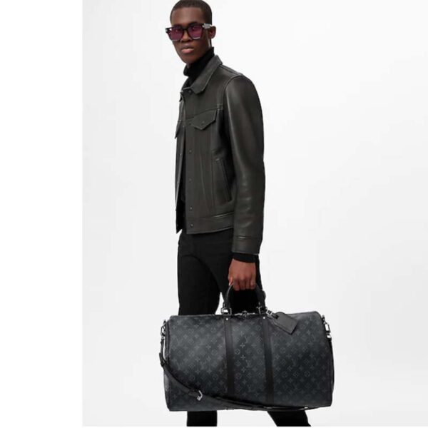 Louis Vuitton LV Unisex Keepall Bandoulière 55 Travel Bag Coated Canvas Cowhide (13)
