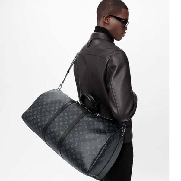 Louis Vuitton LV Unisex Keepall Bandoulière 55 Travel Bag Coated Canvas Cowhide (4)