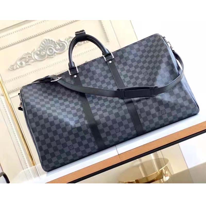 Keepall travel bag Louis Vuitton Grey in Cotton - 30605911