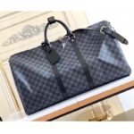 Louis Vuitton LV Unisex Keepall Bandoulière 55 Travel Bag Grey Damier Graphite Canvas - Image 3