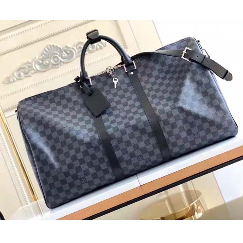 Keepall travel bag Louis Vuitton Grey in Cotton - 30605911